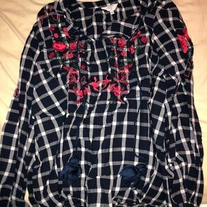 Red and Navy blouse